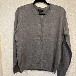 Bydesign Garden‎ Button Front Cardigan Women's L Charcoal Gray Lightweight Knit